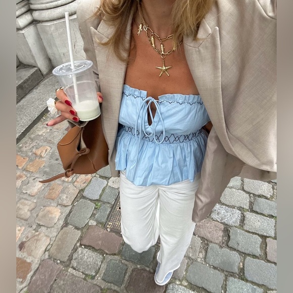 ZARA STRAPLESS POPLIN TOP NWT - Picture 3 of 10